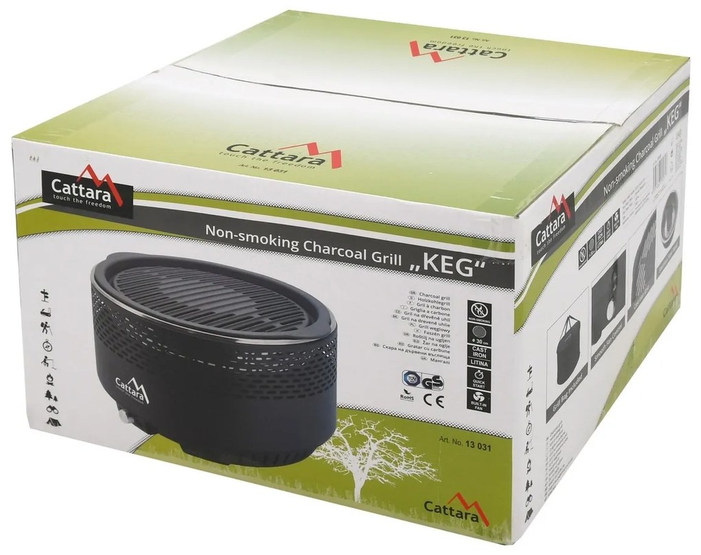 Cattara Stolný gril na drevené uhlie Keg, pr. 30 cm