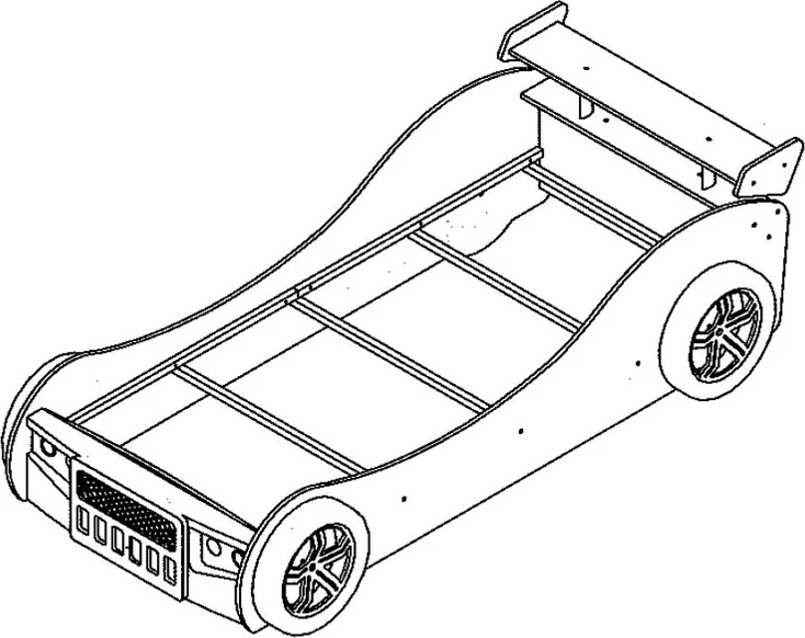 Detská závodná posteľ Energy 90x200 cm, čierne auto s osvetlením