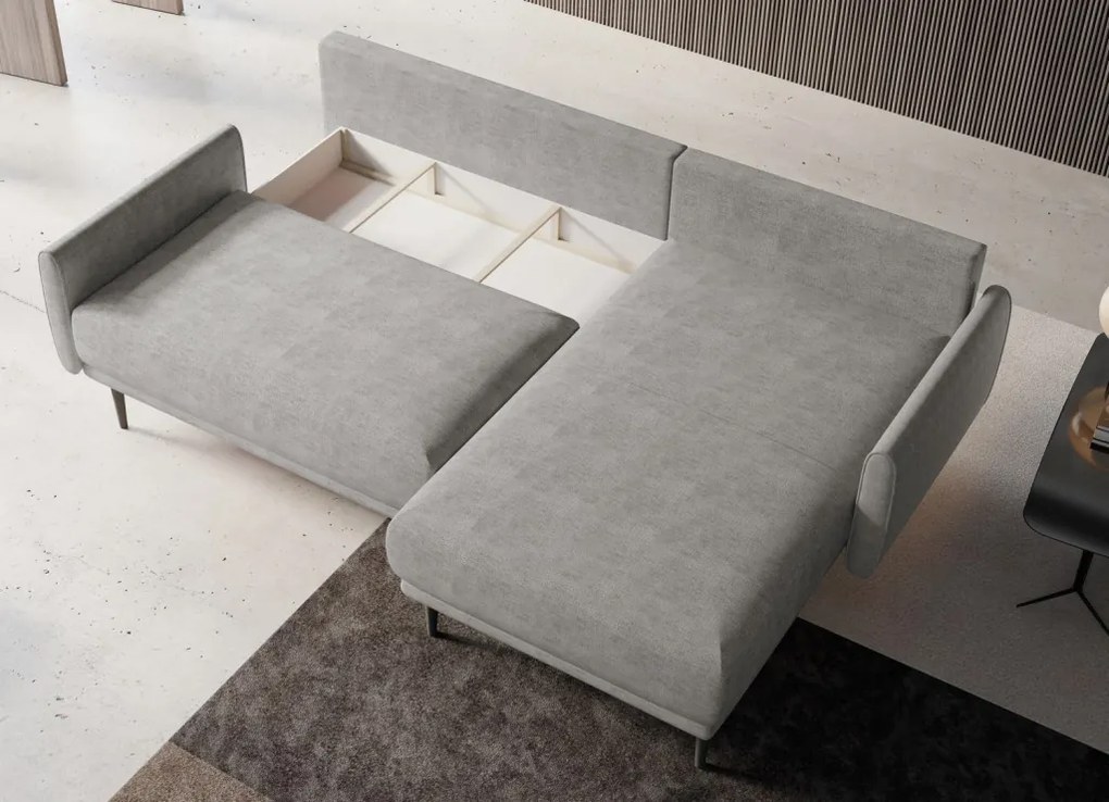 Rohová sedačka Soho, svetlo šedá štruktúrovaná látka, pravý roh