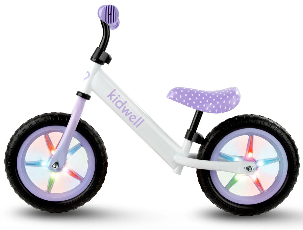 Kidwell Rebel LED balančný bicykel pre deti – LED ráfiky, EVA kolesá 28 cm, bez batérií