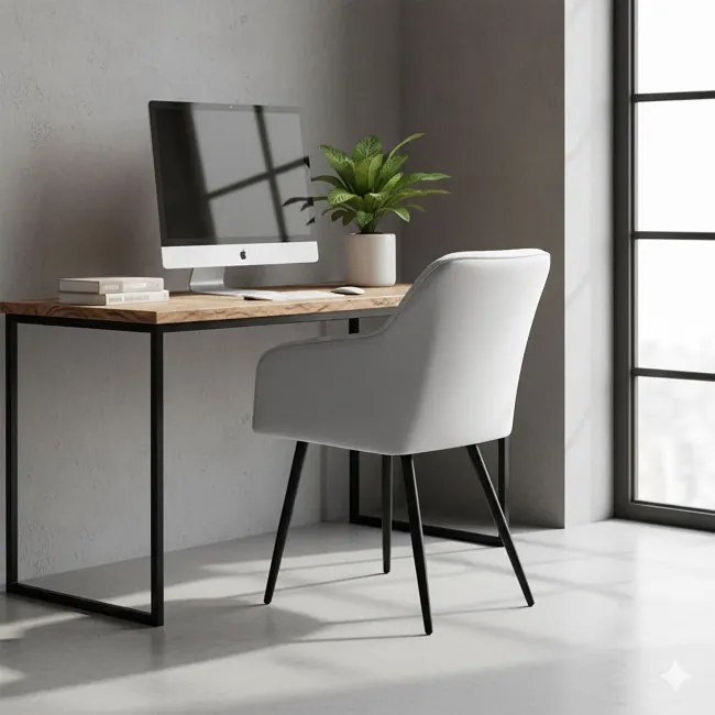 Sada štyroch jedálenských stoličiek DIAMANTE zamatové, sivé / čierne nohy (4 ks)