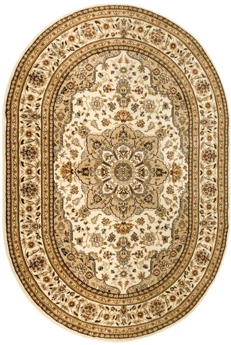 Koberec Super Rose 3792A Ornament kvety, krémový / béžový ovál