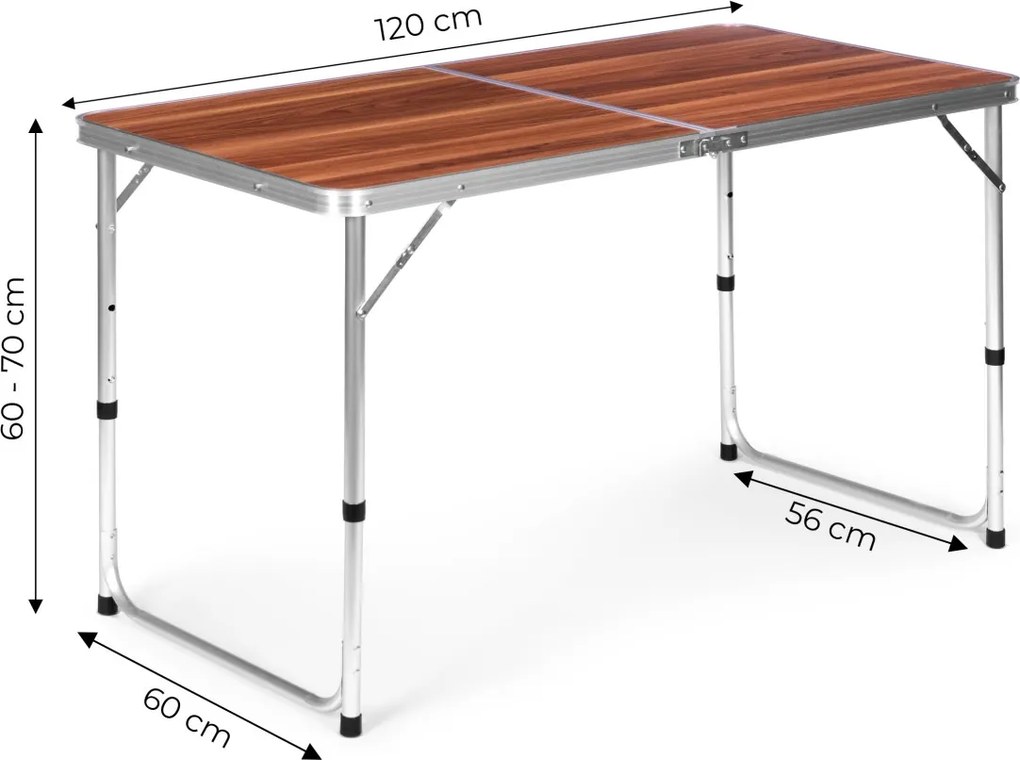 Skládací turistický stůl Veloca 120x60 cm hnědý
