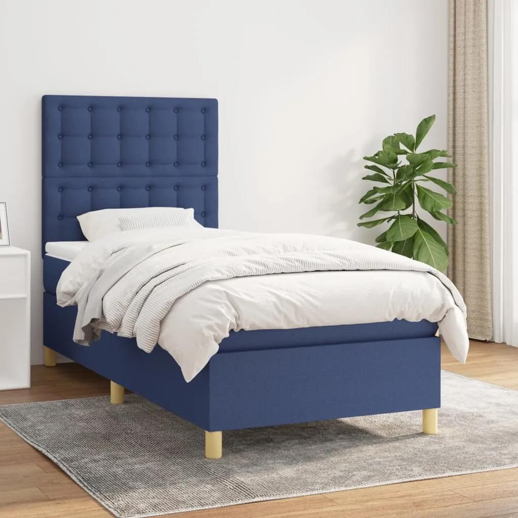 Boxspring posteľ s matracom modrá 100x200 cm látka 3142639