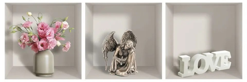 Sada 3 3D samolepiek na stenu Ambiance Symbols of Lov