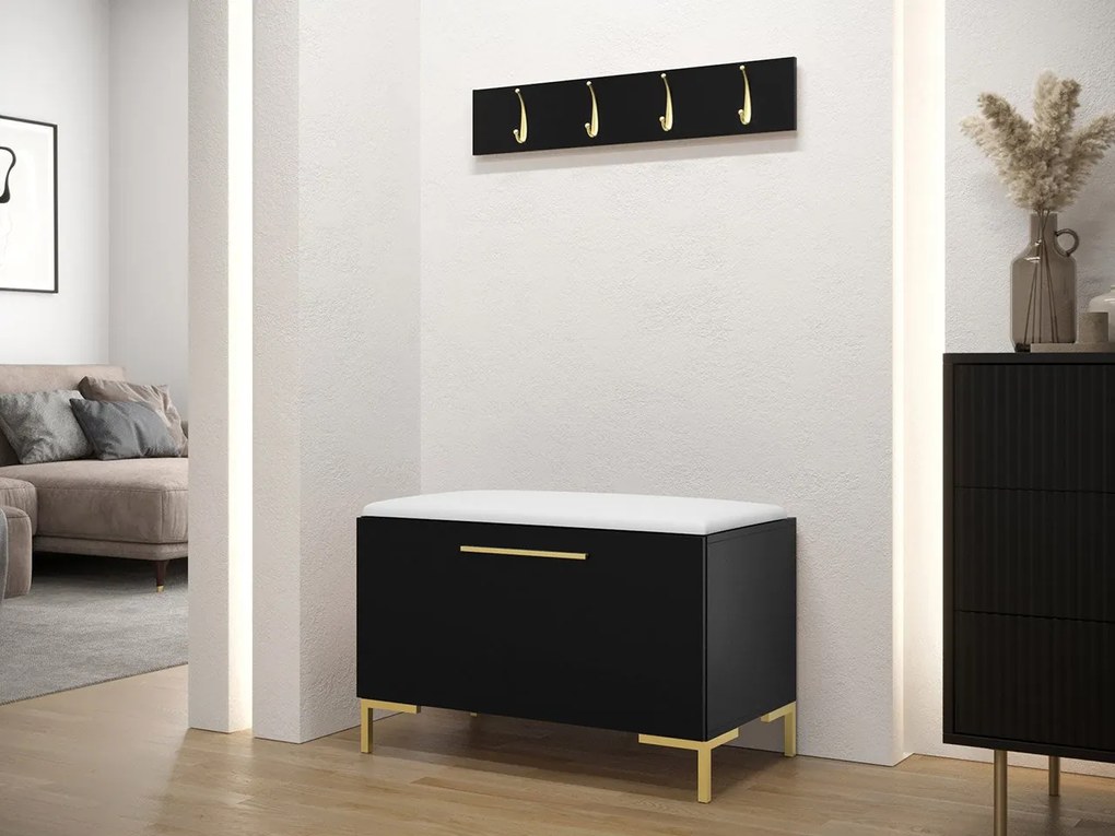 Predsieňová zostava Frunofta VIII, Farby: dub craft, Farba čalúnenia:: ekokoža Soft 017 (biela)