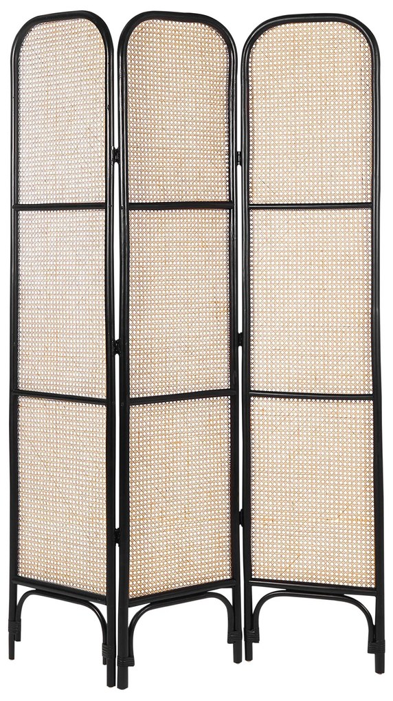 3-dielny skladací ratanový paraván 105 x 180 cm prírodná/čierna POTENZA Beliani