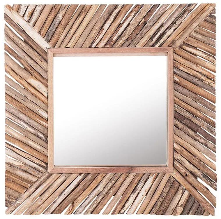 Nástenné zrkadlo 60 x 60 cm svetlé drevo KANAB Beliani