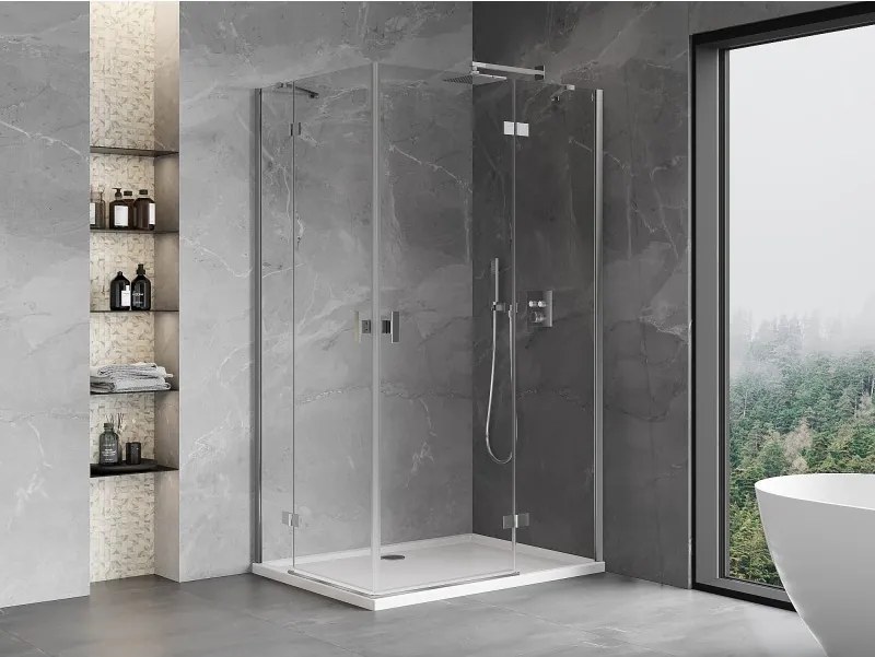 Mexen Mist-H Duo, 2-krídlový výklopný sprchový kút 75 x 120 cm, číre sklo, chrómový profil, 8A5-075L-120P-01-00