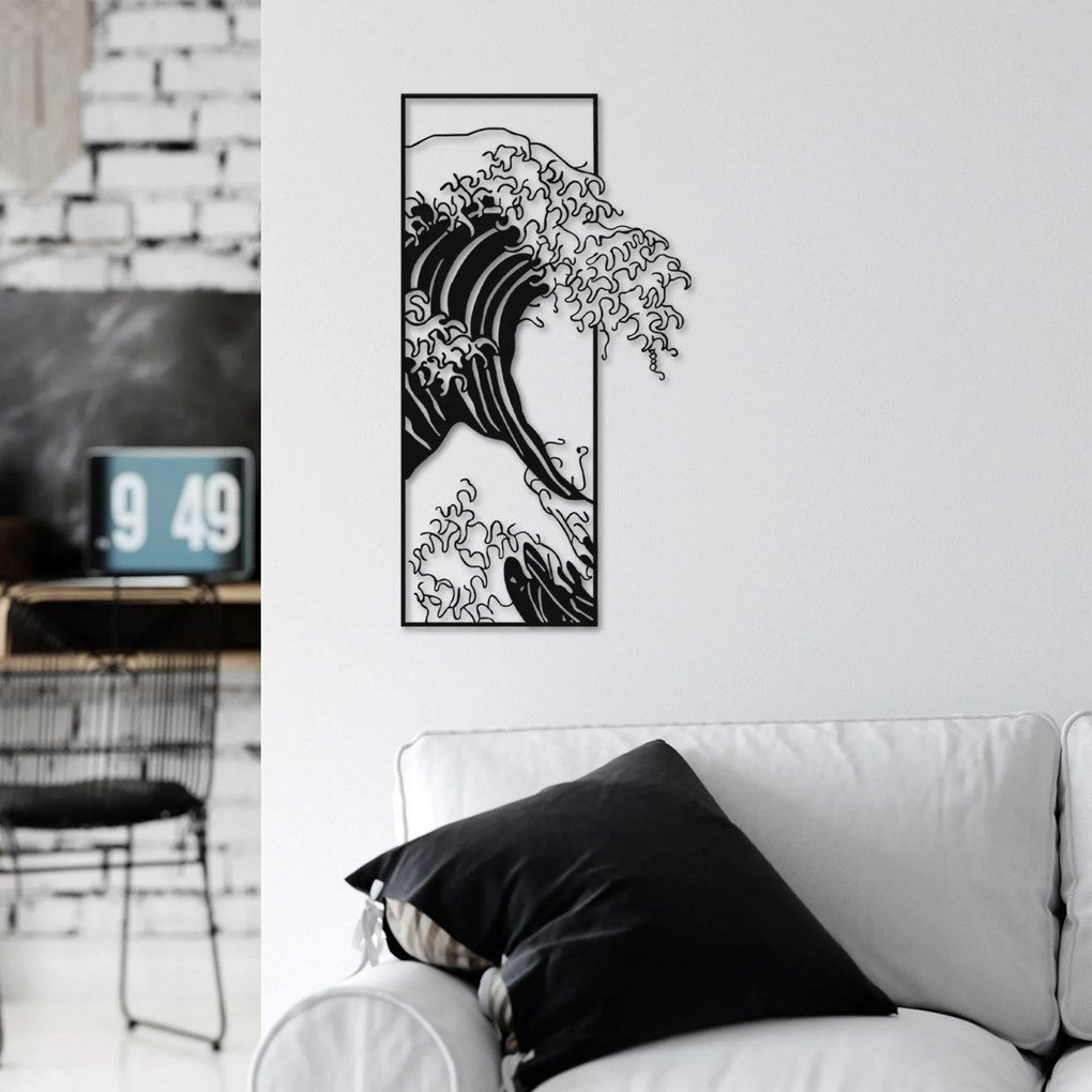 Nástěnná kovová dekorace Waves 3 černá