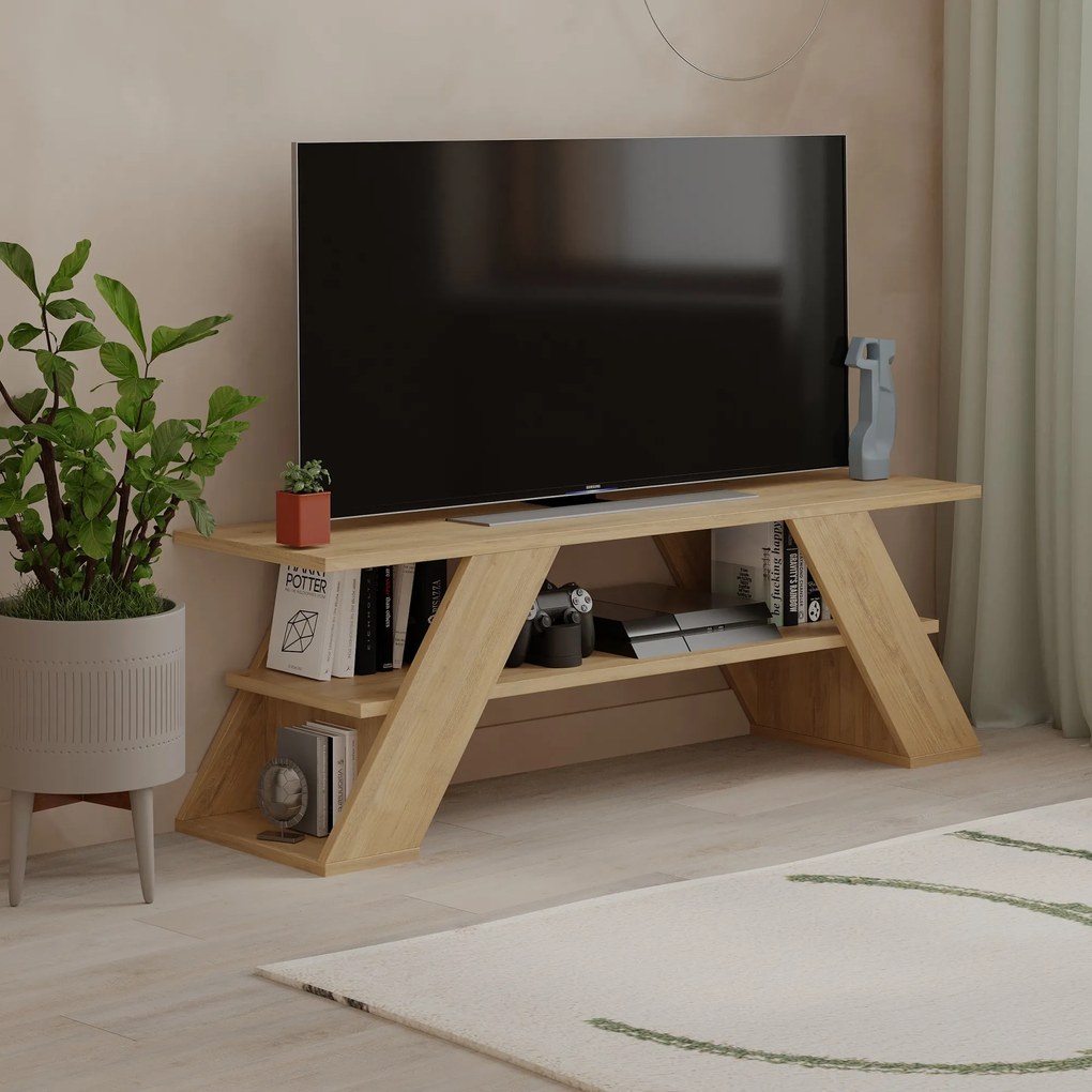 TV stolík Houseland Farfalla 120 cm prírodný dub