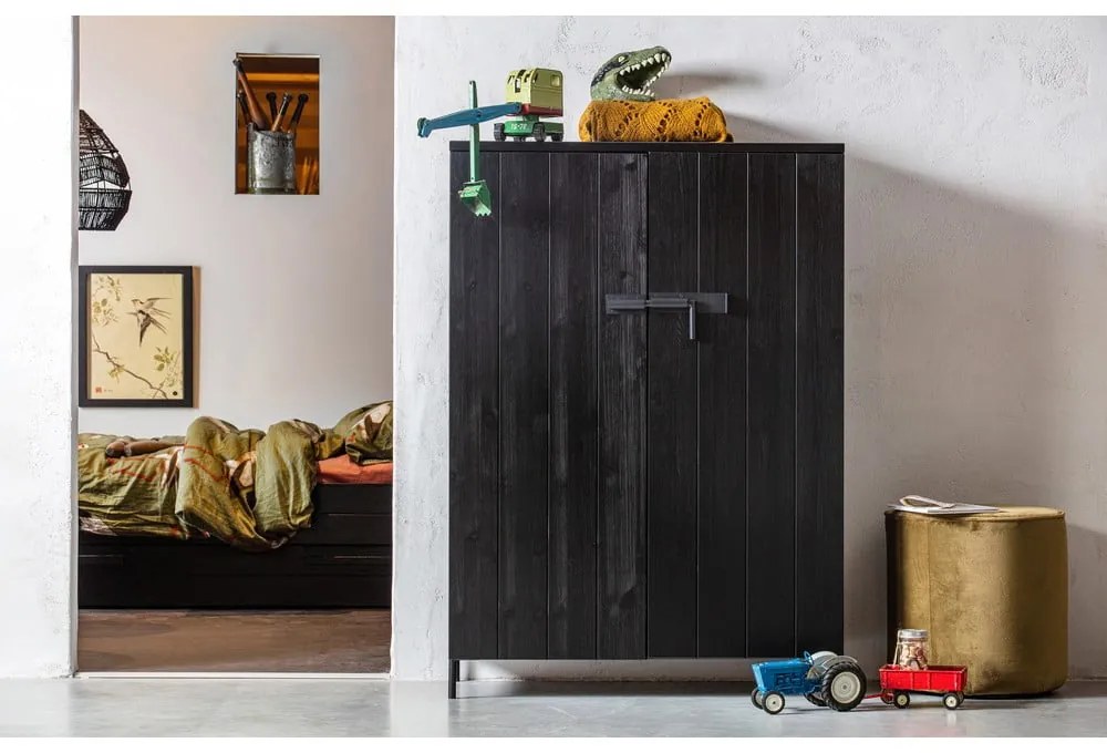 Čierna zásuvka pod posteľ 90x200 cm Dennis – WOOOD