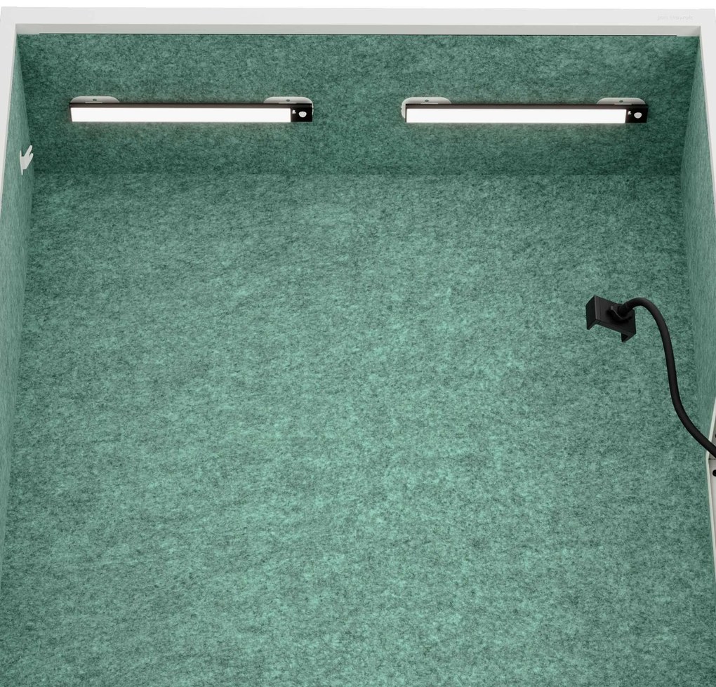 Kancelárska akustická kabína so sedadlom a portom USB-C, telo v biely farbe / sedadlo v zelenej farbe, 1150 mm: SALLY MentalBox