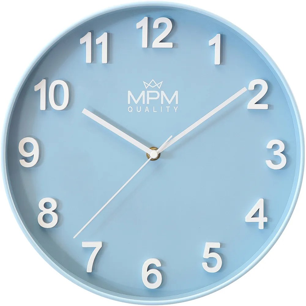 Minimalistické nástenné hodiny MPM Rivera - A E01.4455.30 – Modré (30 cm)