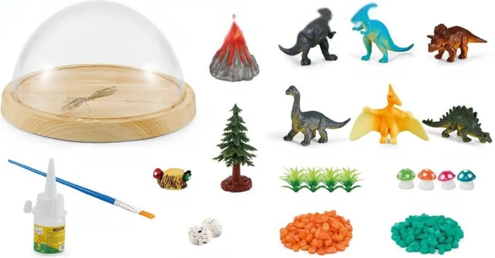 LEAN Toys Kreatívna súprava DIY terárium s dinosaurami kupola nočné svetlo a zvuky
