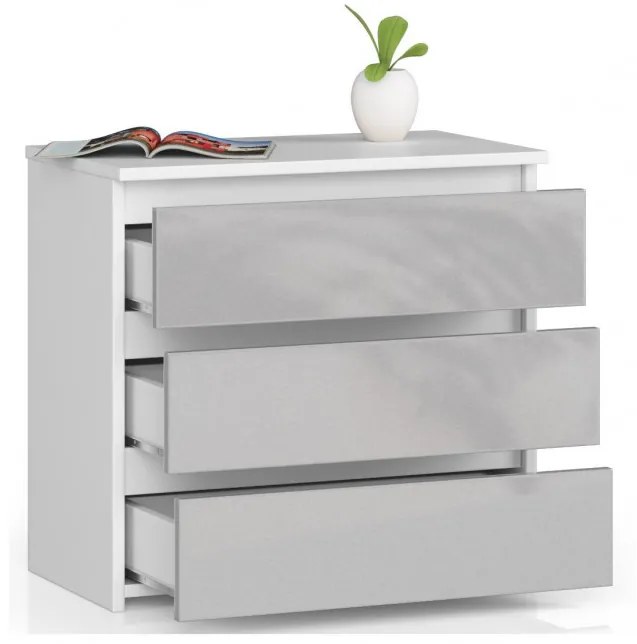 Nočný stolík CL3 60 cm biely / metalický, lesk