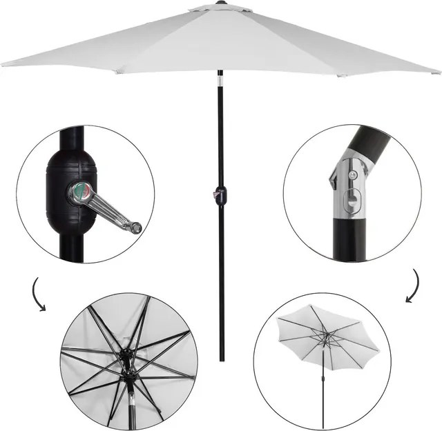 SPRINGOS Záhradný naklápací slnečník GU0034 - 300 cm svetlosivý