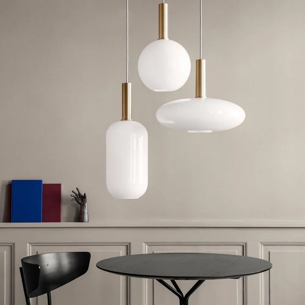 Toolight - Sklenená závesná lampa APP668-1CP, mliečne sklo, zlatá-biela, OSW-04662