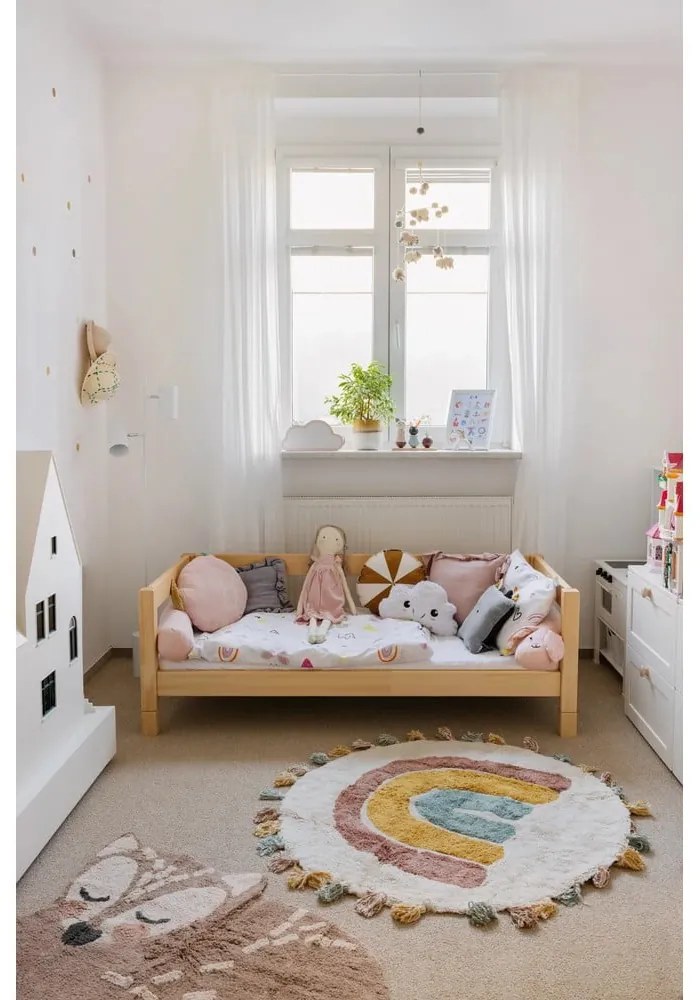 Detský ručne vyrobený koberec Nattiot Rainbow, ø 110 cm