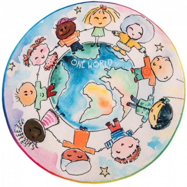 Obsession koberce Dětský kusový koberec Juno 477 World Map kruh - 120x120 (průměr) kruh cm