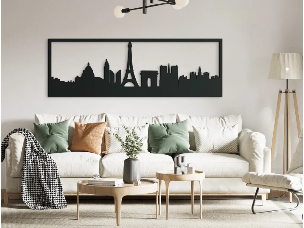 drevko Obraz Paríž panoráma Rozmer obrazu: 29,5 x 89 cm, Farba dekorácie: Čierna