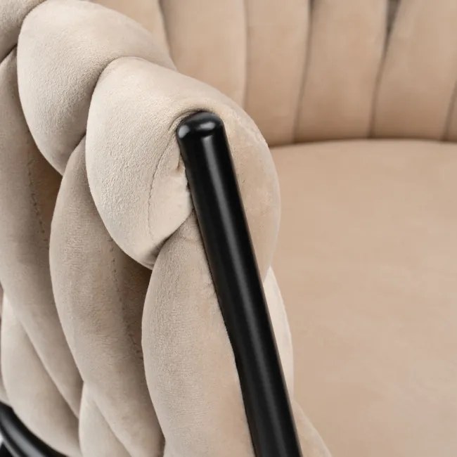 Jedálenská stolička COFTON zamatová, čierna / béžová