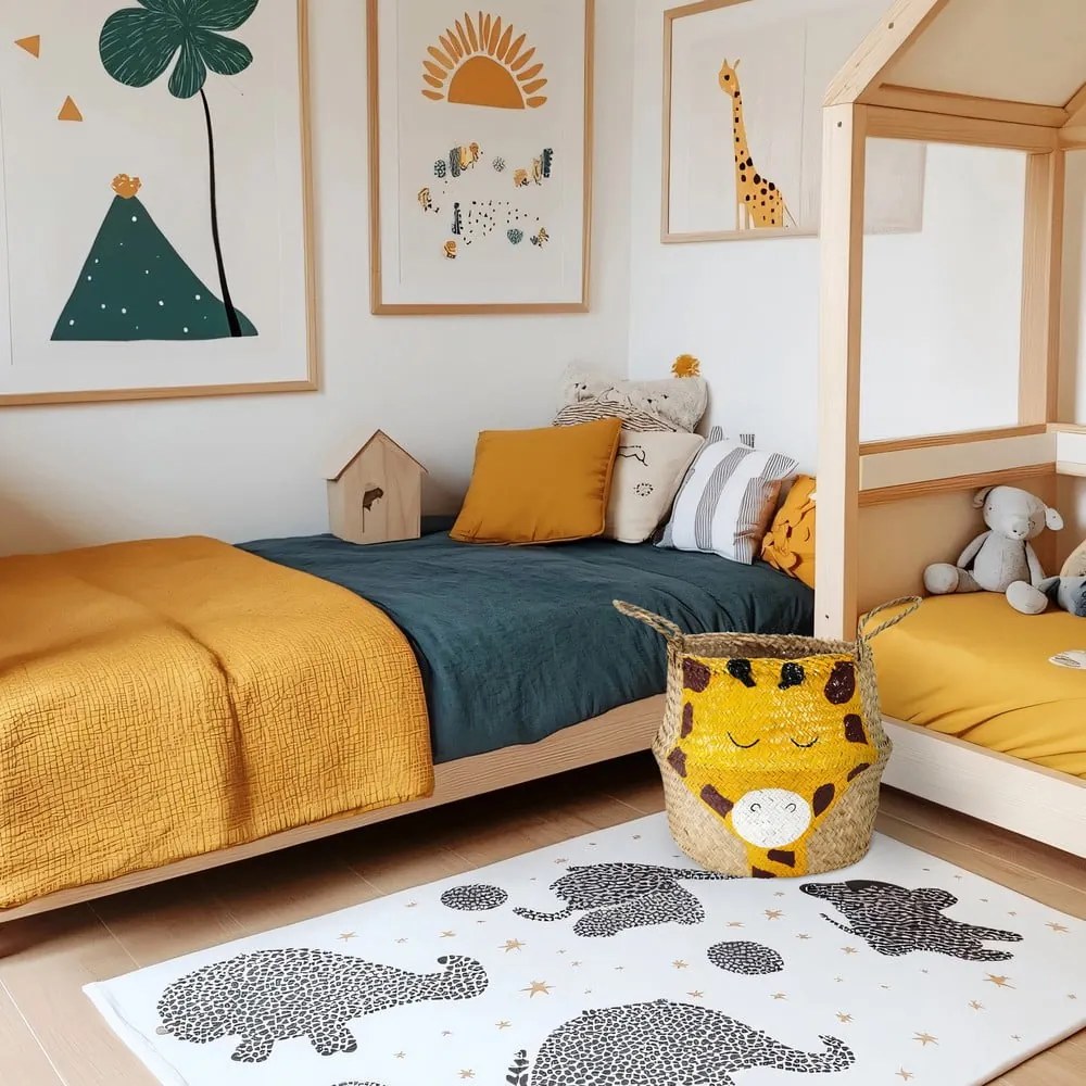 Detský kôš na hračky z morskej trávy v žlto-prírodnej farbe ø 30x28 cm Giraffe – Compactor