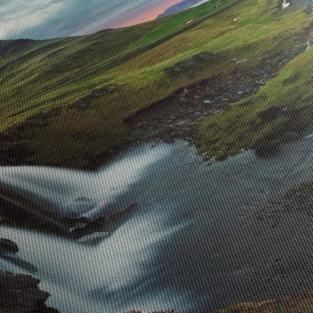 Obraz - Kirkjufell pri západe slnka (s hodinami) (90x30 cm)