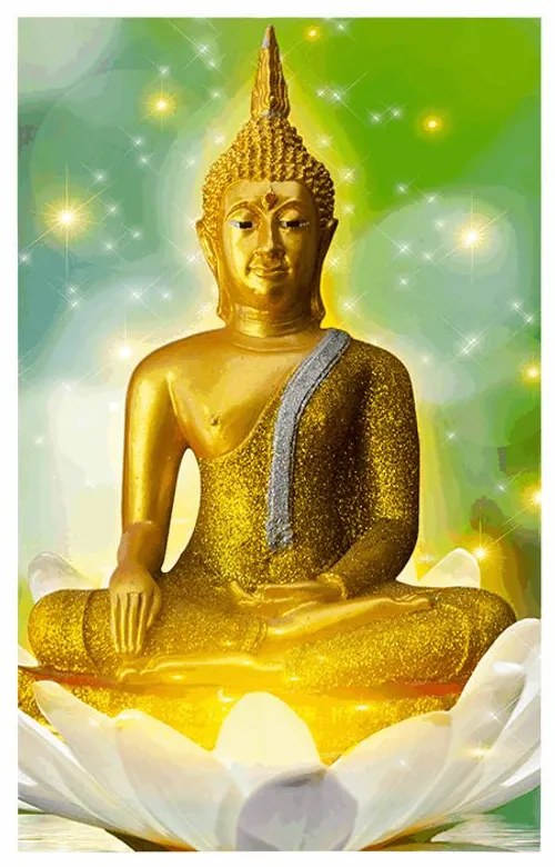 Plagát zlatý Budha na lotosovom kvete - 60x90 silver