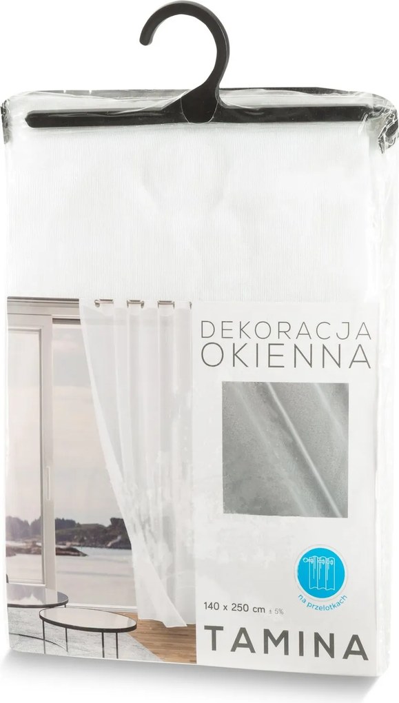 ZÁCLONA NA KRÚŽKOCH TAMINA 140X250 CM BIELA