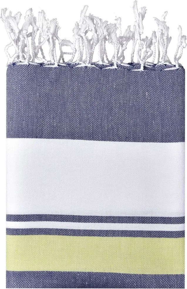 James & Nicholson (Daiber) Plážová deka JN1903 - Tmavomodrá / svetle zelená / biela