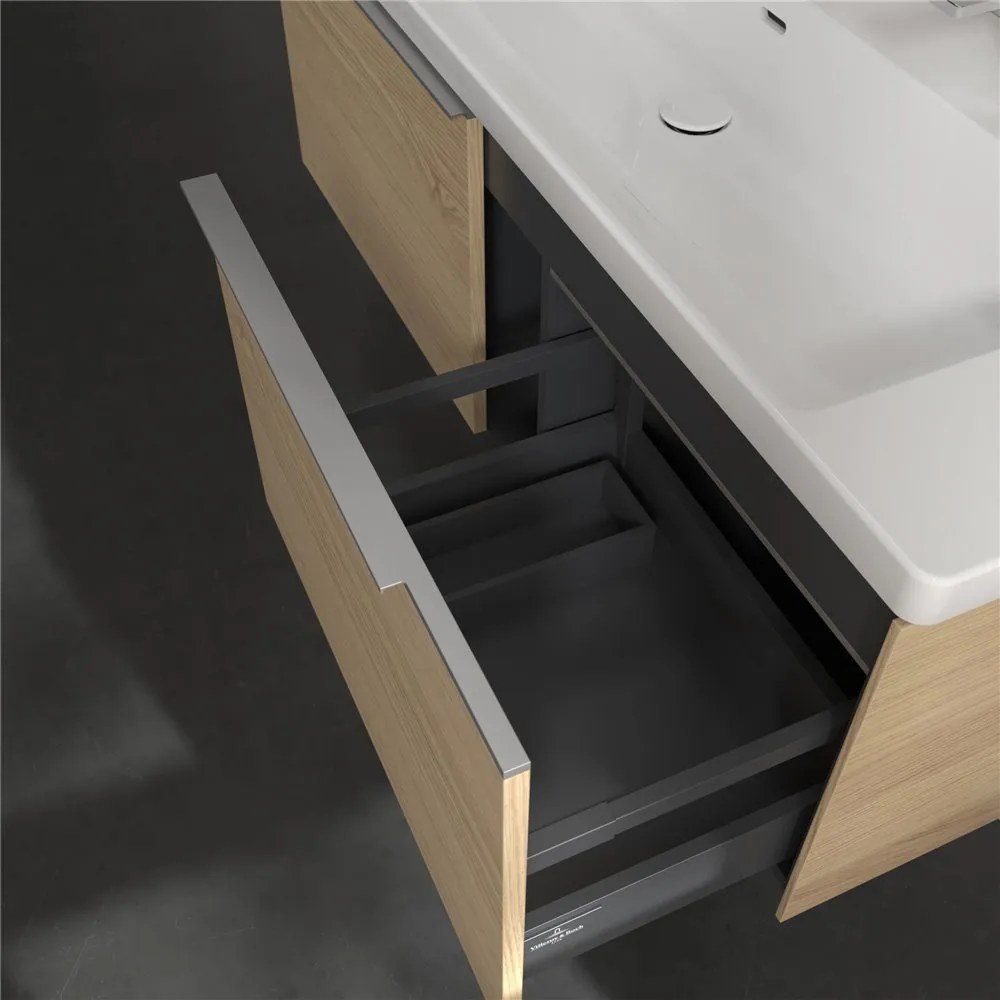 VILLEROY &amp; BOCH Subway 3.0 závesná skrinka pod umývadlo, 2 zásuvky, s LED osvetlením, 1272 x 478 x 429 mm, Nordic Oak, C601L0VJ