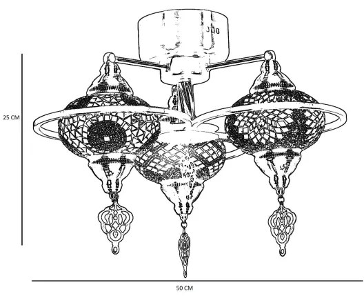 Prisadený luster YENI 3xE27/40W/230V mosadz