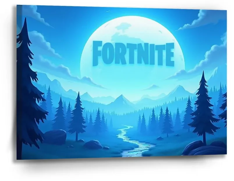 Sablio Obraz FORTNITE Modré údolie s mesiacom - 90x60 cm