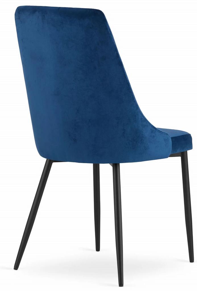 Modrá zamatová jedálenská stolička IMOLA