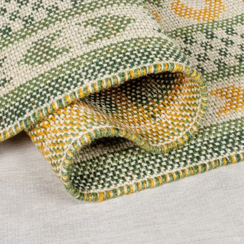 Zelený koberec s prímesou juty 200x290 cm Mara Jute Border – Flair Rugs