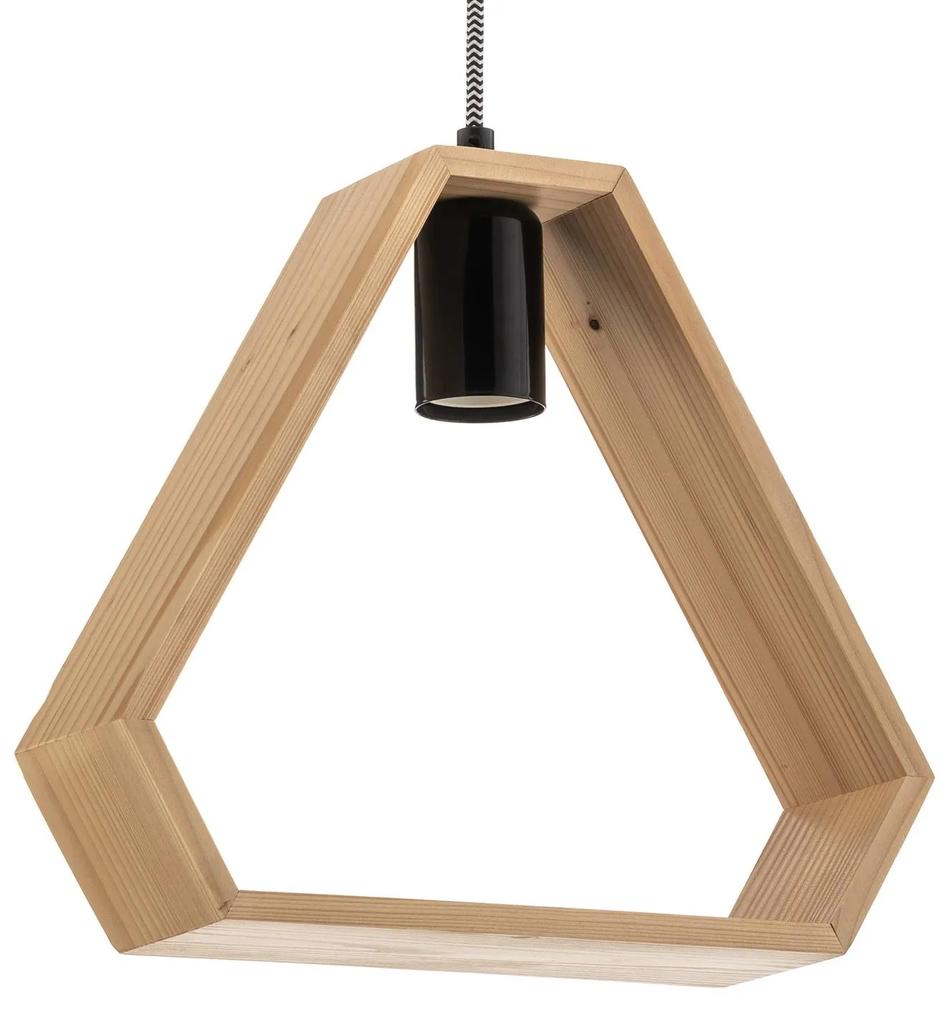 Závesná lampa Kärnan, drevo, trojuholník