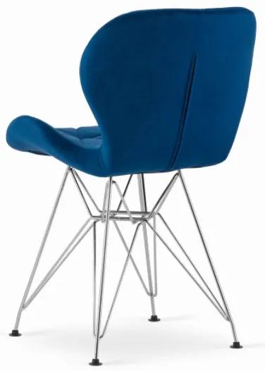 Zamatová stolička Paris modrá so striebornými nohami