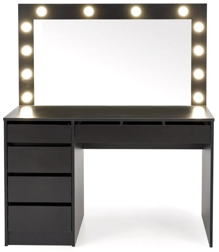 Toaletní stolek HOLLYWOOD s LED osvětlením 120 cm černý