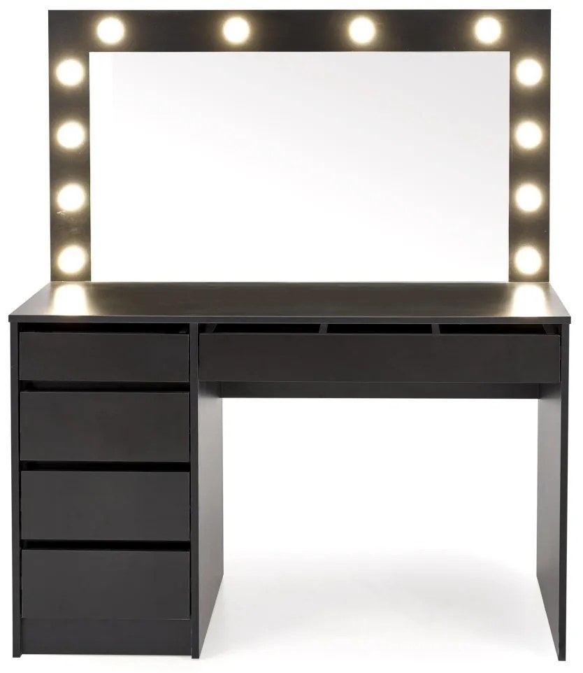 Toaletný stolík HOLLYWOOD s LED osvetlením 120 cm čierny