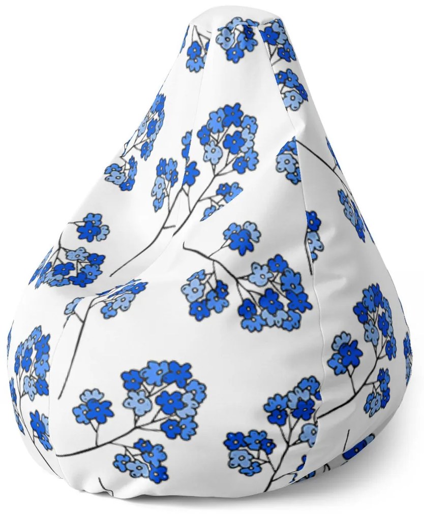Sablio Sedací vak Pear Modré kvietie - 70 x 95 x 15 cm