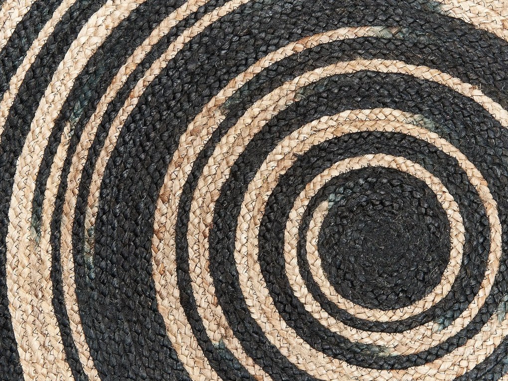 Okrúhly jutový koberec ø 140 cm béžová/čierna ARTORA Beliani