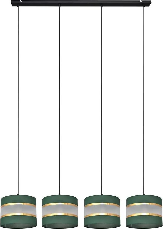 Luster na lanku HELEN 4xE27/15W/230V zelená/zlatá