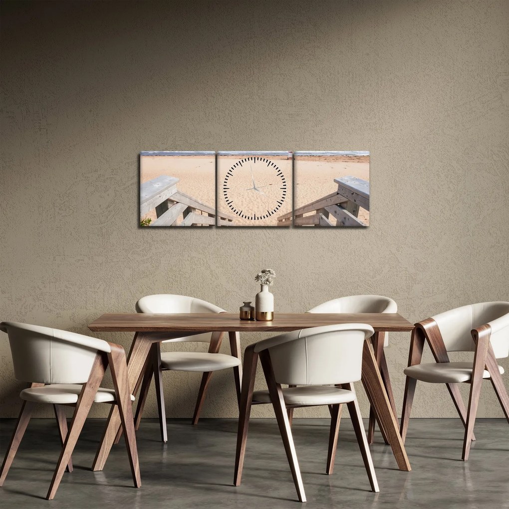 Obraz - Pláž (s hodinami) (90x30 cm)