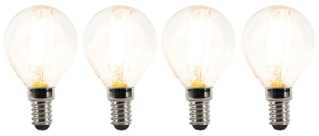 Sada 4 stmievateľných LED žiaroviek E14 P45 číre 3W 250lm 2700K