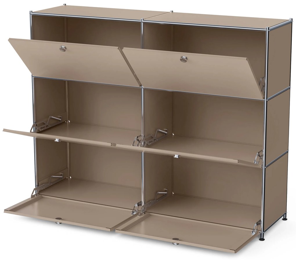 Kovová komoda »CN3« so 6 výklopnými priečinkami, hnedosivá