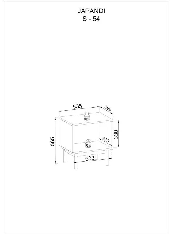 Nočný stolík Japandi 54 cm dub linea