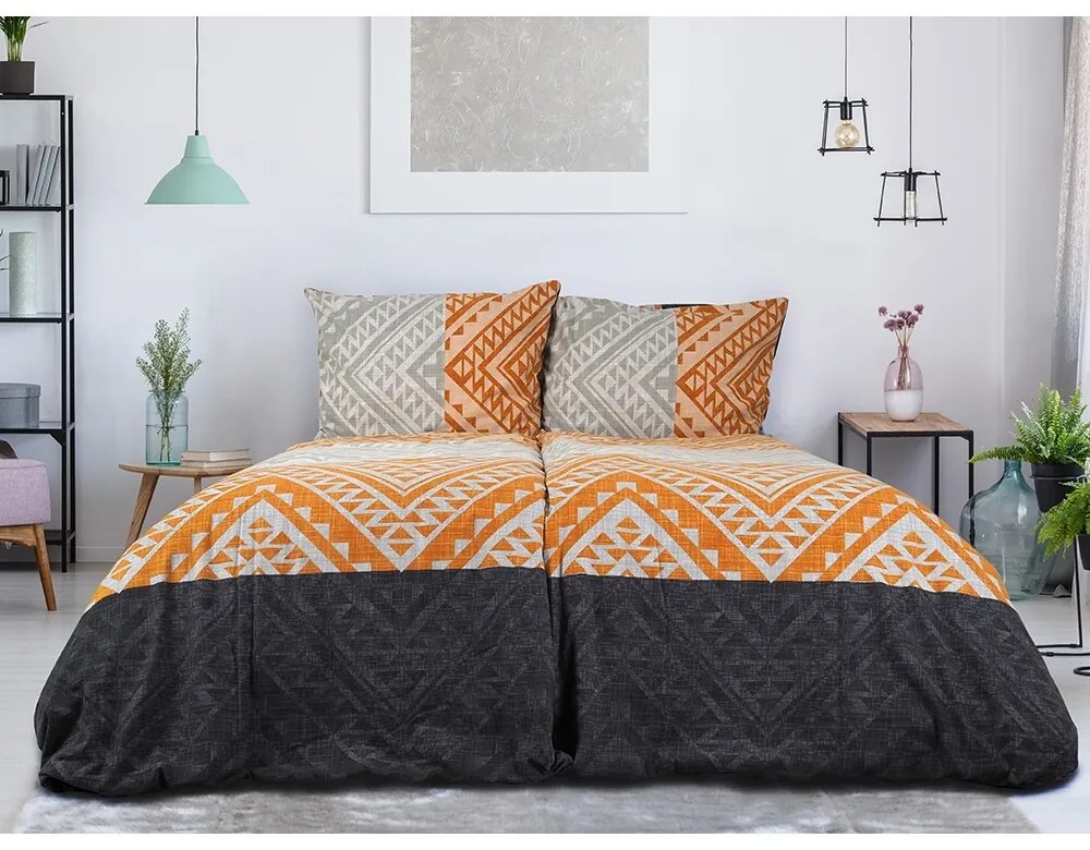 B.E.S. Petrovice Flanelové obliečky Etnic Terra, 140 x 200 cm, 70 x 90 cm