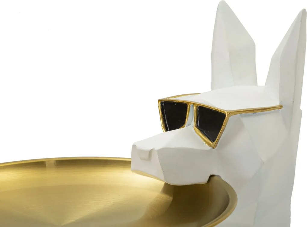 Dekoratívna soška Dog Ory s podnosom 74 cm biela