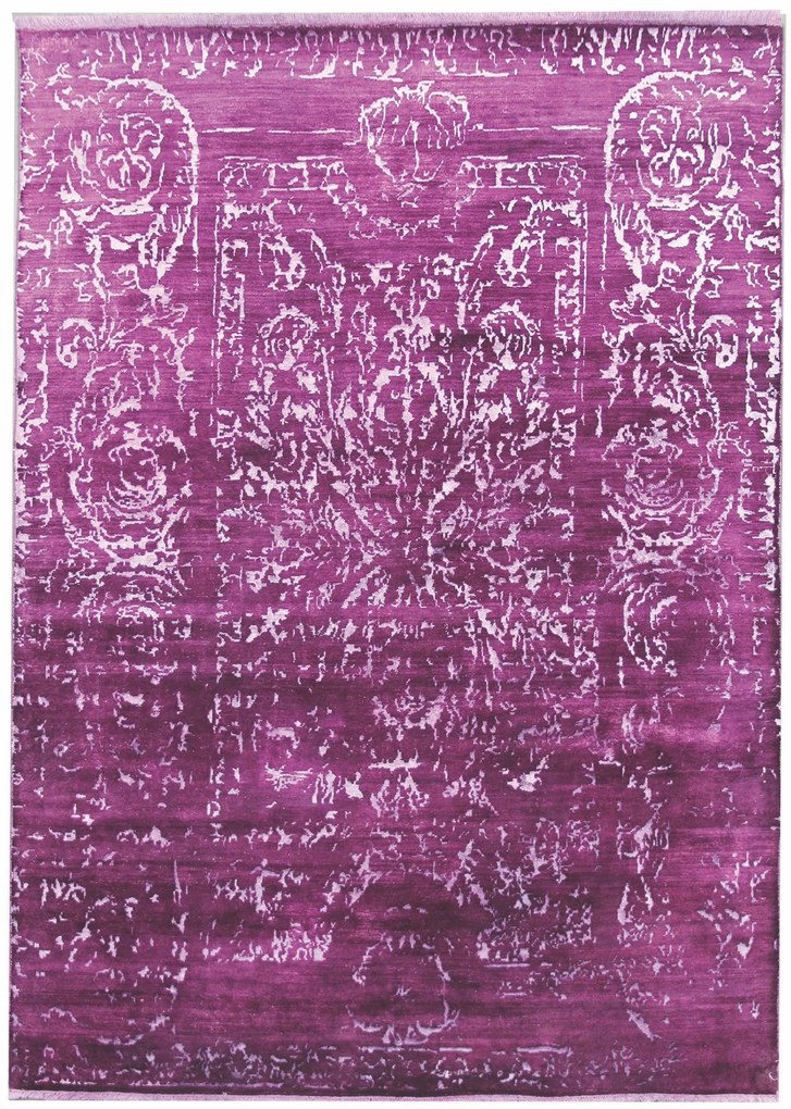 Diamond Carpets India, Ručne viazaný kusový koberec Diamond DC-JK 2 Purple / silver (overdye), 305x425, fialová, kancelária